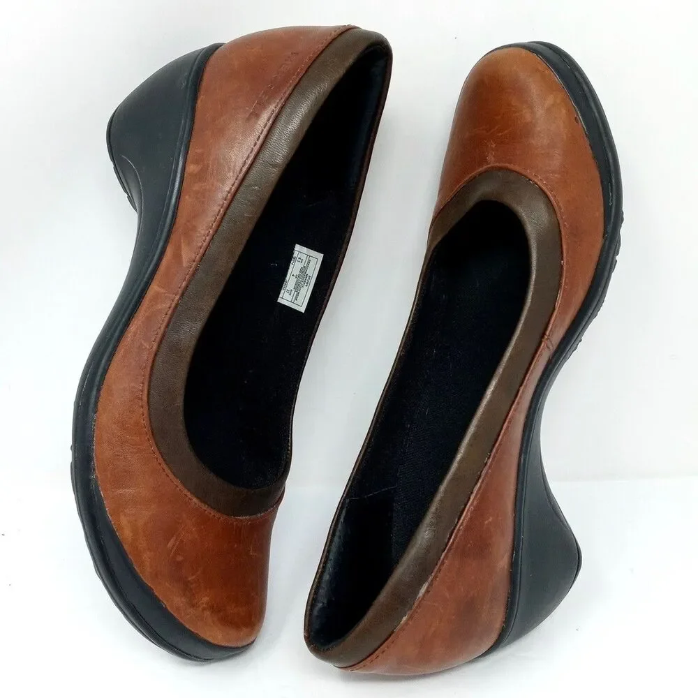 Merrell Veranda Leather Wedge Pumps Comfort Shoes Size 6.5 Brown Non slip